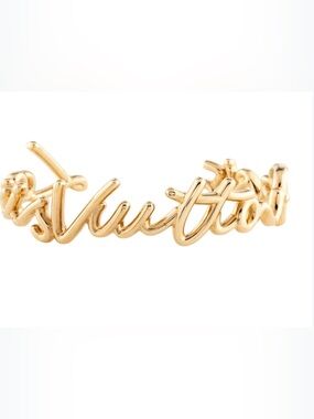 LV Gold Script Cuff Bracelet